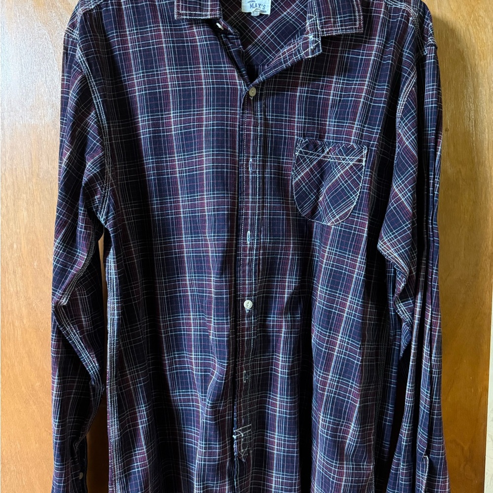 Men's Plaid Button-Down Shirt - Black and Red